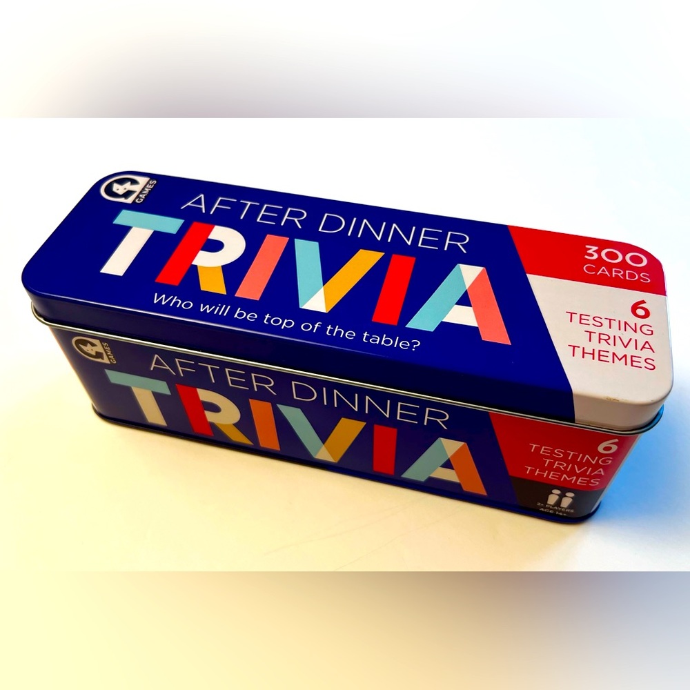 New After Dinner Trivia by Ginger Fox 300 cards 6 themes 2+ players ages 14+